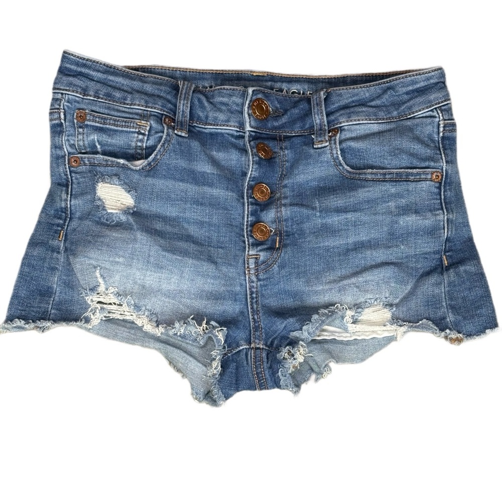 American Eagle Women’s Super Stretch High Rise Shortie Distressed Size 4 Shorts
